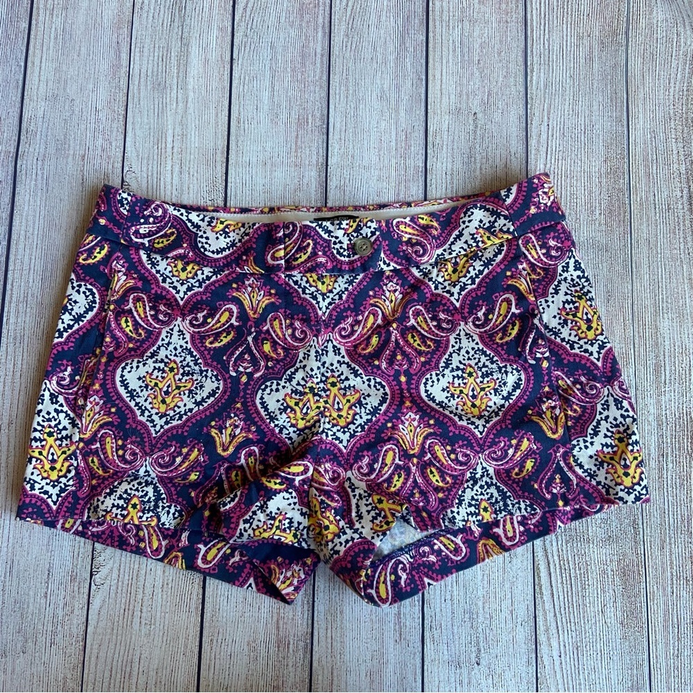 J.Crew Navy & Pink Paisley City Fit Chino Shorts Cotton Women's Size 4